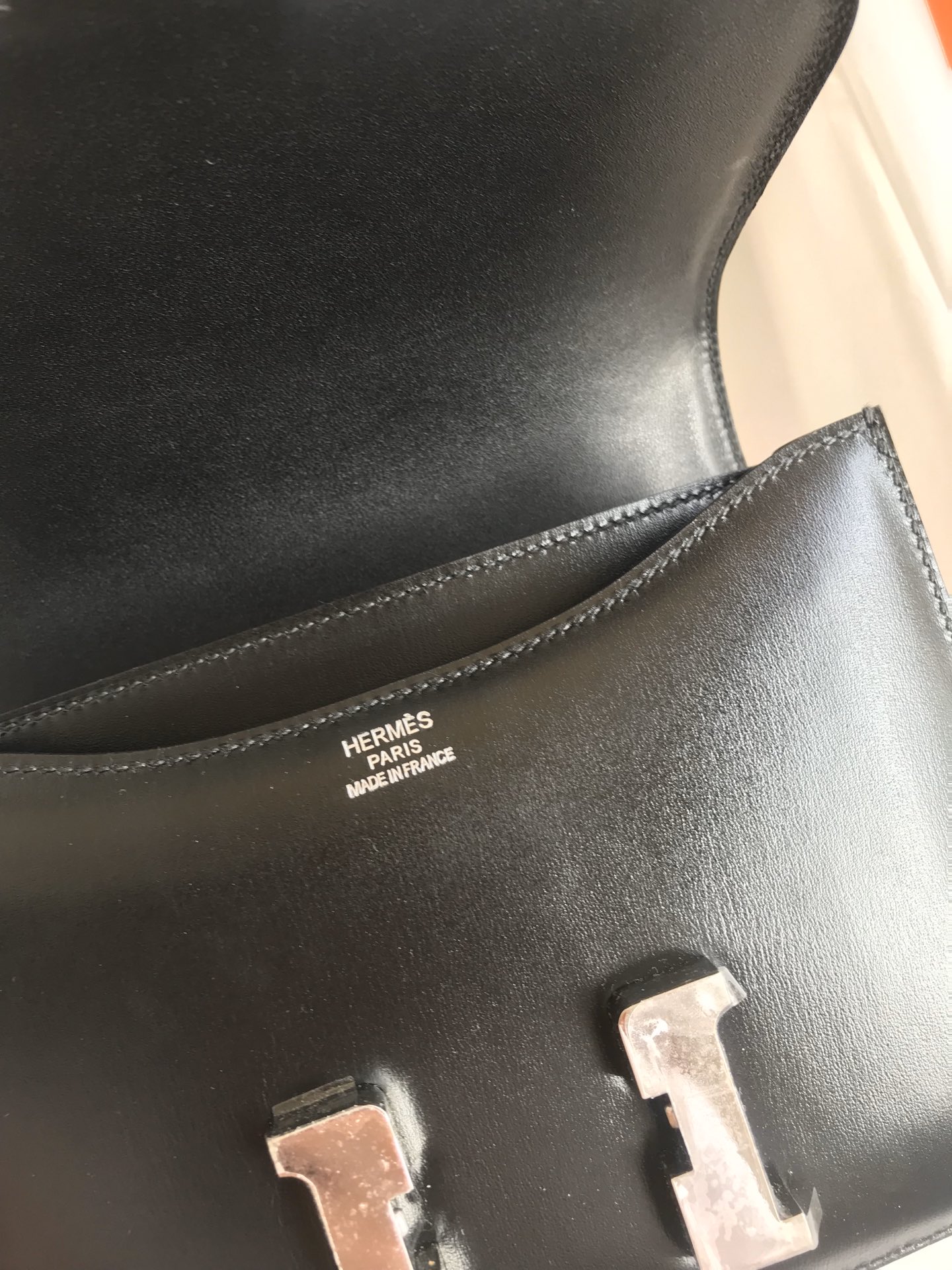 Hermes Constance 18 Mini Shoulder Bag In Black Box Leather